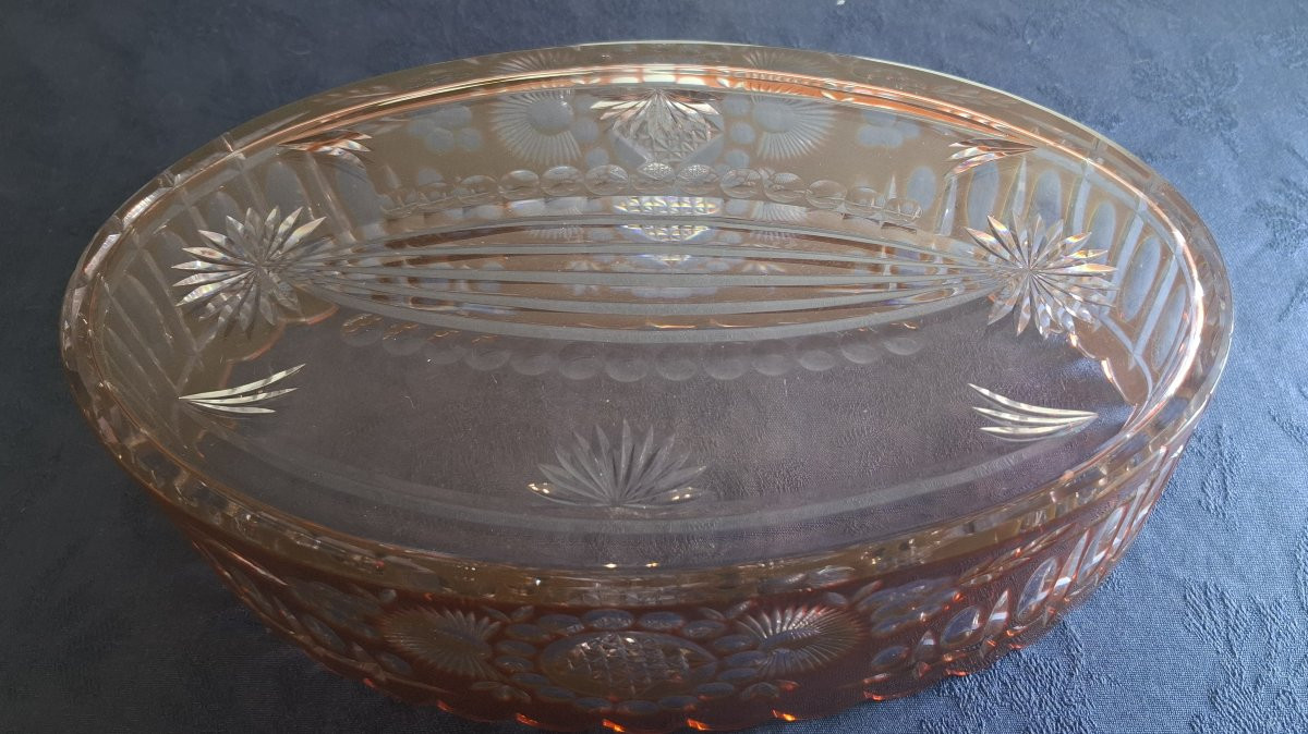 Coupe Val Saint Lambert en cristal doublé orange de Joseph Simon-photo-4