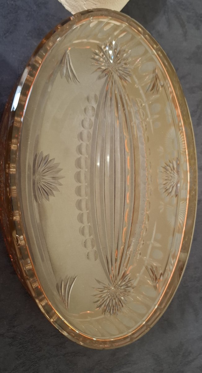 Coupe Val Saint Lambert en cristal doublé orange de Joseph Simon-photo-6