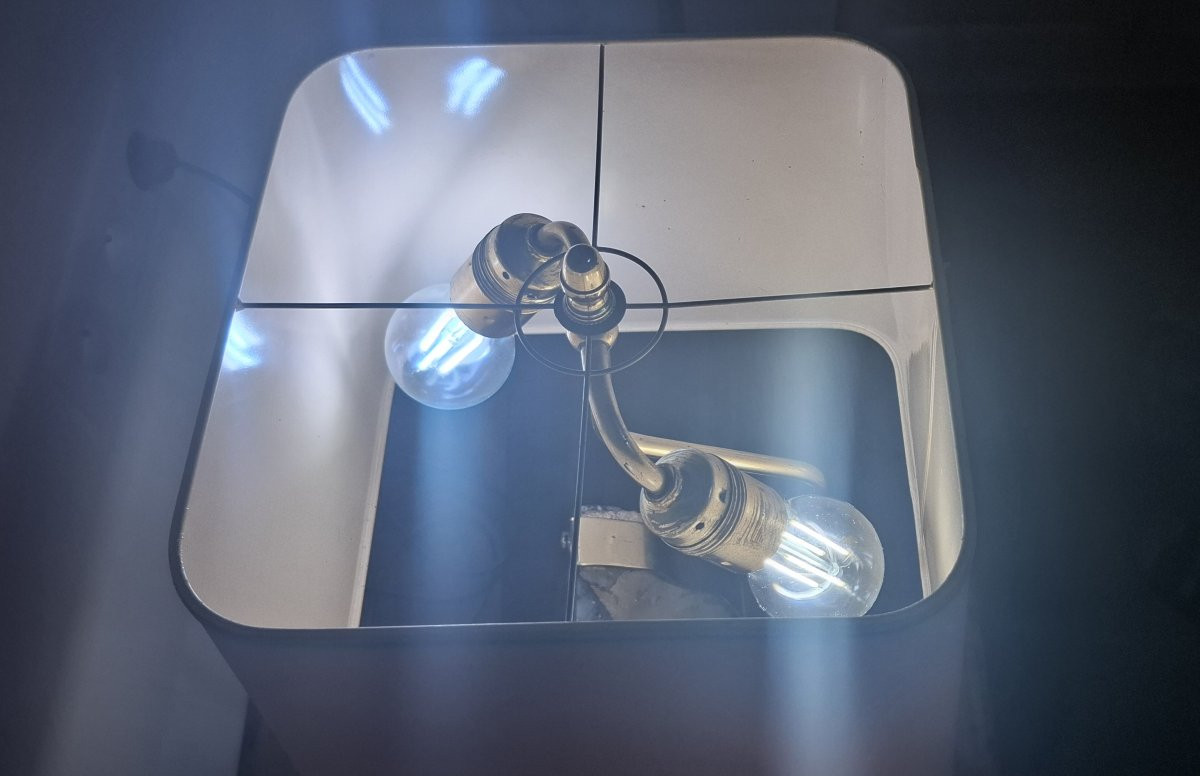 Lampe de Table par Willy Daro – Tranche d'Agate et Laiton – Belge, vers 1970-photo-4