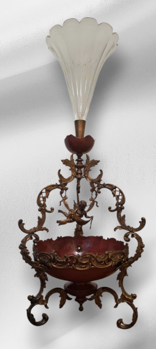 Antique Centerpiece In Gilt Bronze And Glass – 19th Century Style