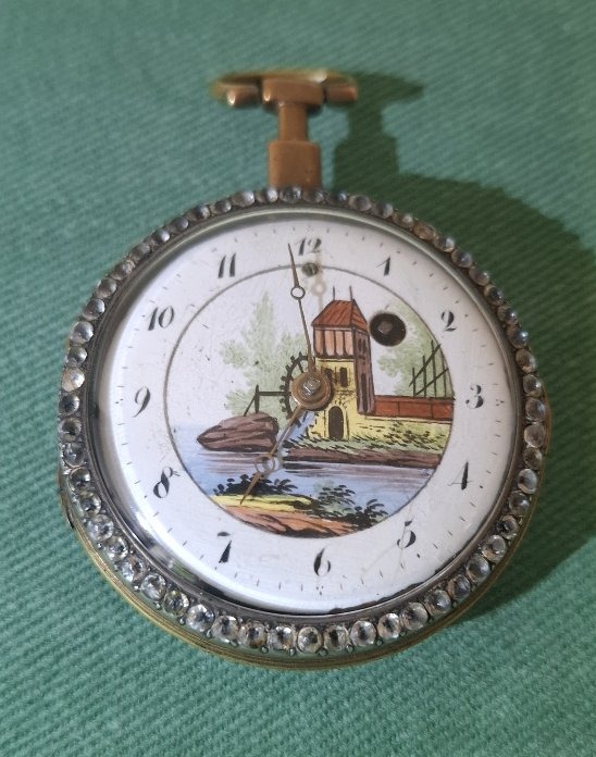 Montre emaillée de poche d'époque  XVIII ,-photo-3