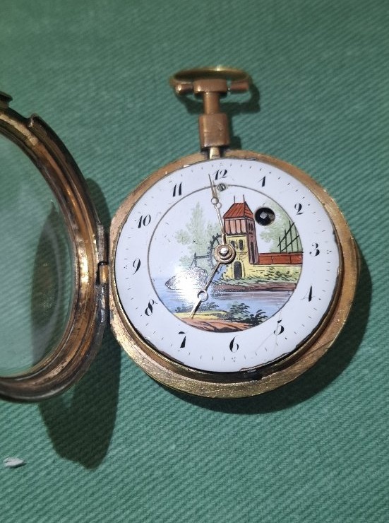 Montre emaillée de poche d'époque  XVIII ,-photo-1