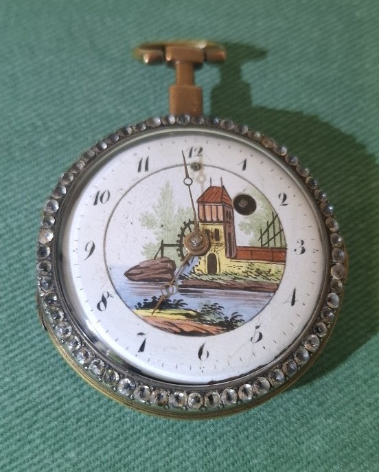 Montre emaillée de poche d'époque  XVIII ,-photo-3
