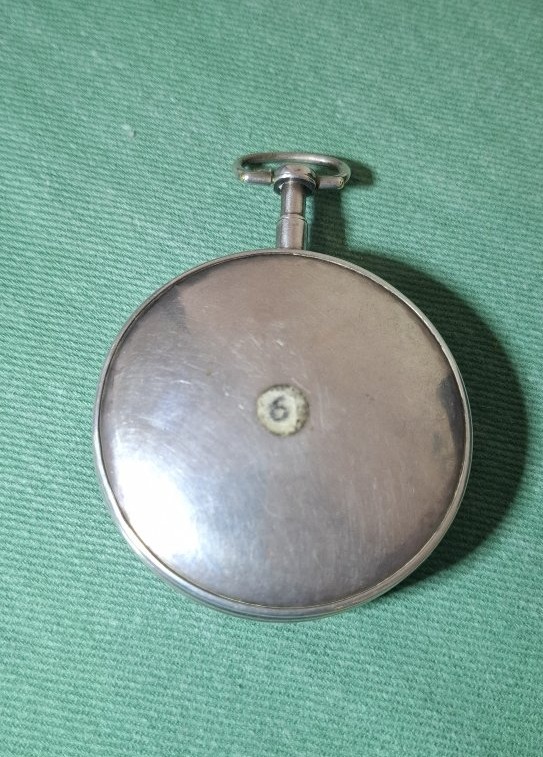 Montre de poche en argent , cadran décentré et émail peint -photo-4