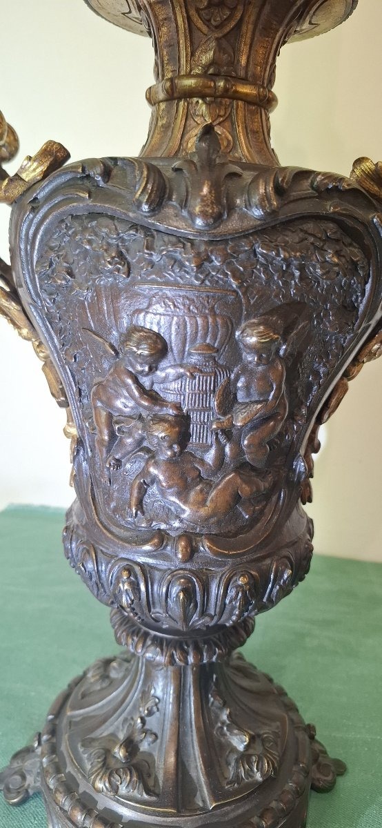 Paire de Lampes à Pétrole en Bronze Patiné – Maison Alphonse Giroux Paris, XIXe siècle-photo-4