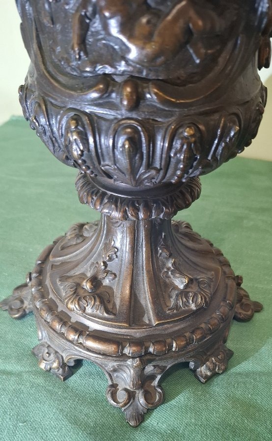 Paire de Lampes à Pétrole en Bronze Patiné – Maison Alphonse Giroux Paris, XIXe siècle-photo-3