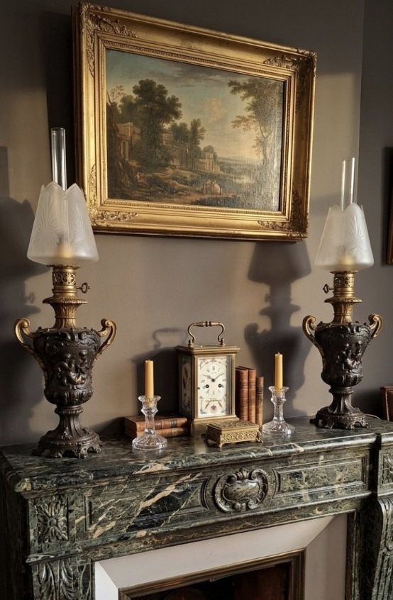 Paire de Lampes à Pétrole en Bronze Patiné – Maison Alphonse Giroux Paris, XIXe siècle-photo-5