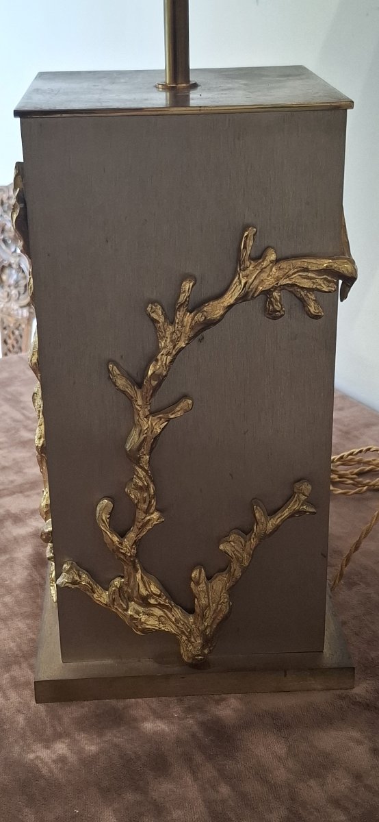 Lampe de table signée Maison Charles – Bronze doré et laiton – Vers 1970-photo-6