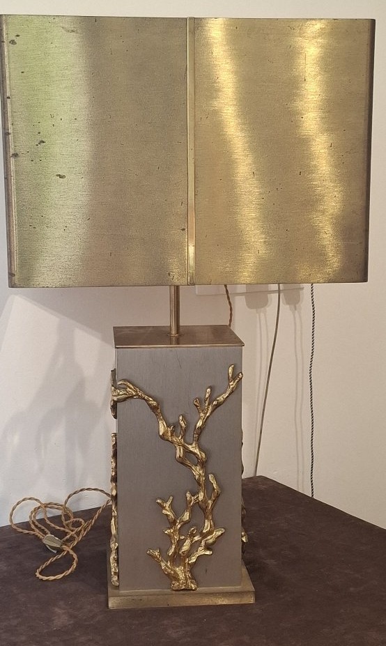 Lampe de table signée Maison Charles – Bronze doré et laiton – Vers 1970