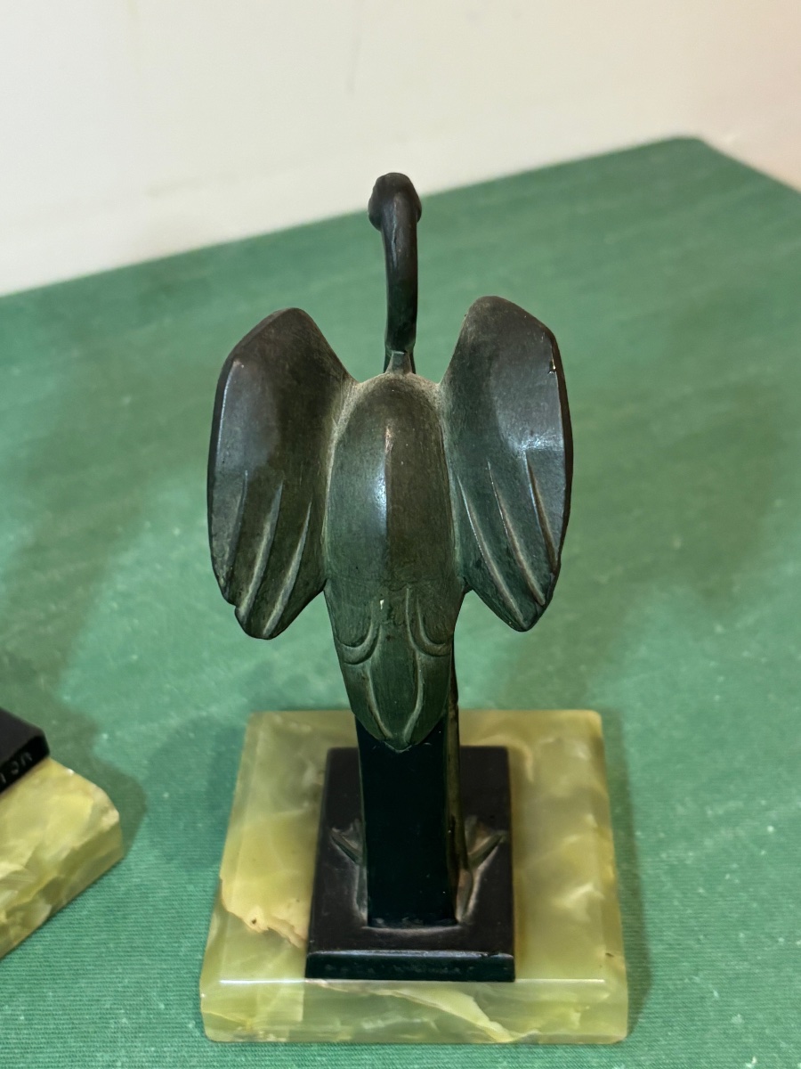 Pair Of Art Deco Bookends Featuring Flamingos – Adam Féron-photo-5