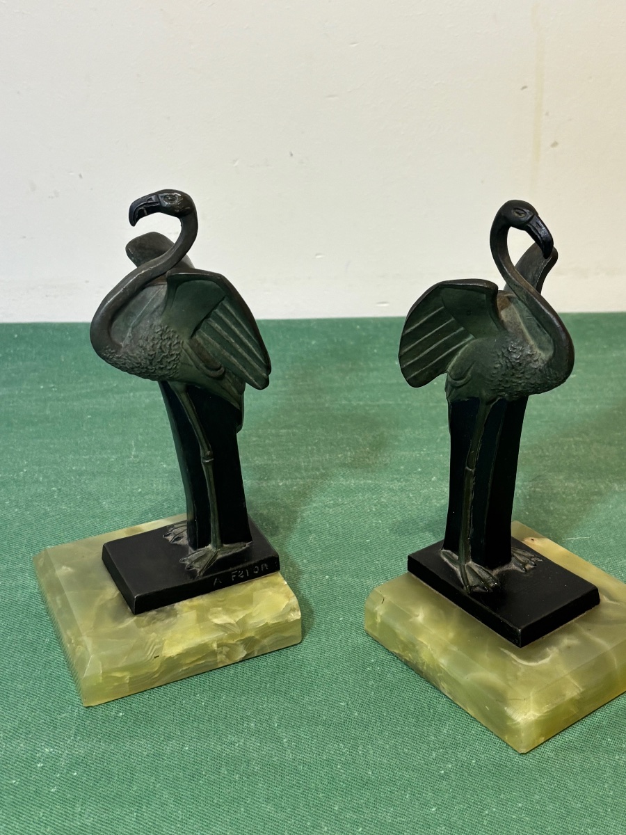 Pair Of Art Deco Bookends Featuring Flamingos – Adam Féron-photo-6