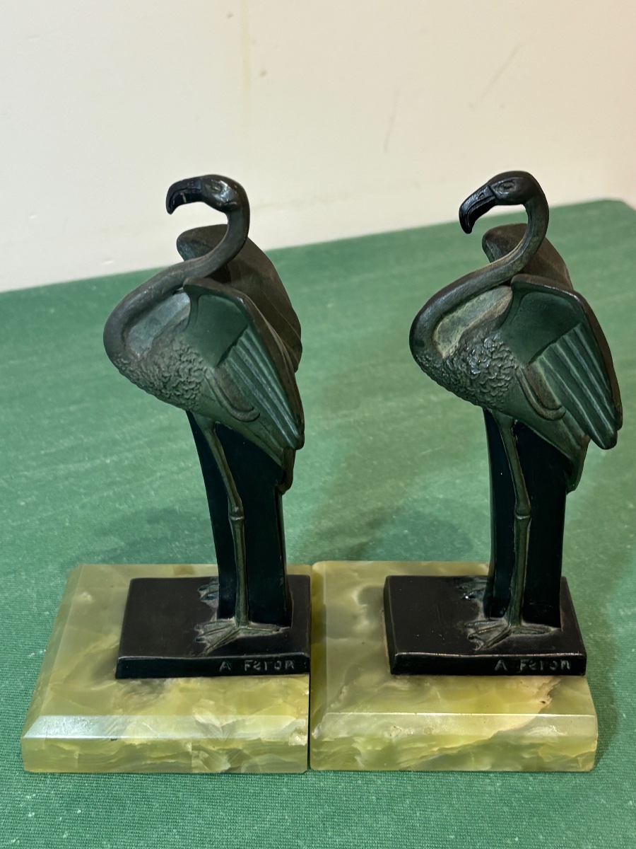 Pair Of Art Deco Bookends Featuring Flamingos – Adam Féron-photo-7