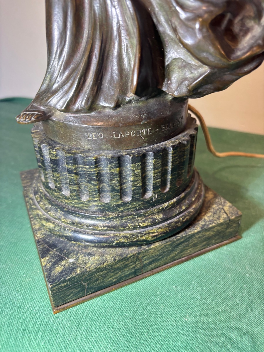 Sculpture en bronze , veilleuse Art nouveau signée Léo Laporte-Blairsy »-photo-5
