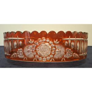 Coupe Val Saint Lambert en cristal doublé orange de Joseph Simon