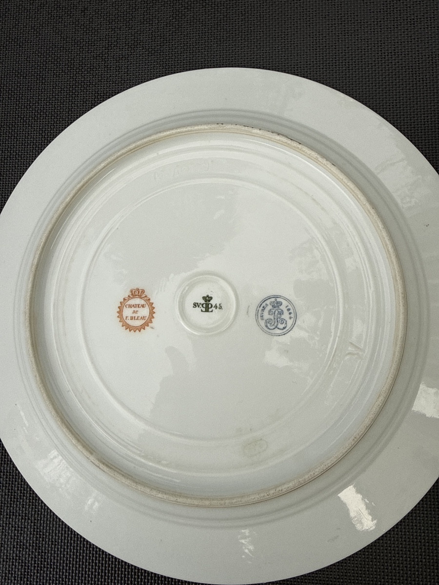 Porcelaine De La Manufactutre De Sevres Chateau De Fontainebleau Serie De 12 Année1845-photo-4