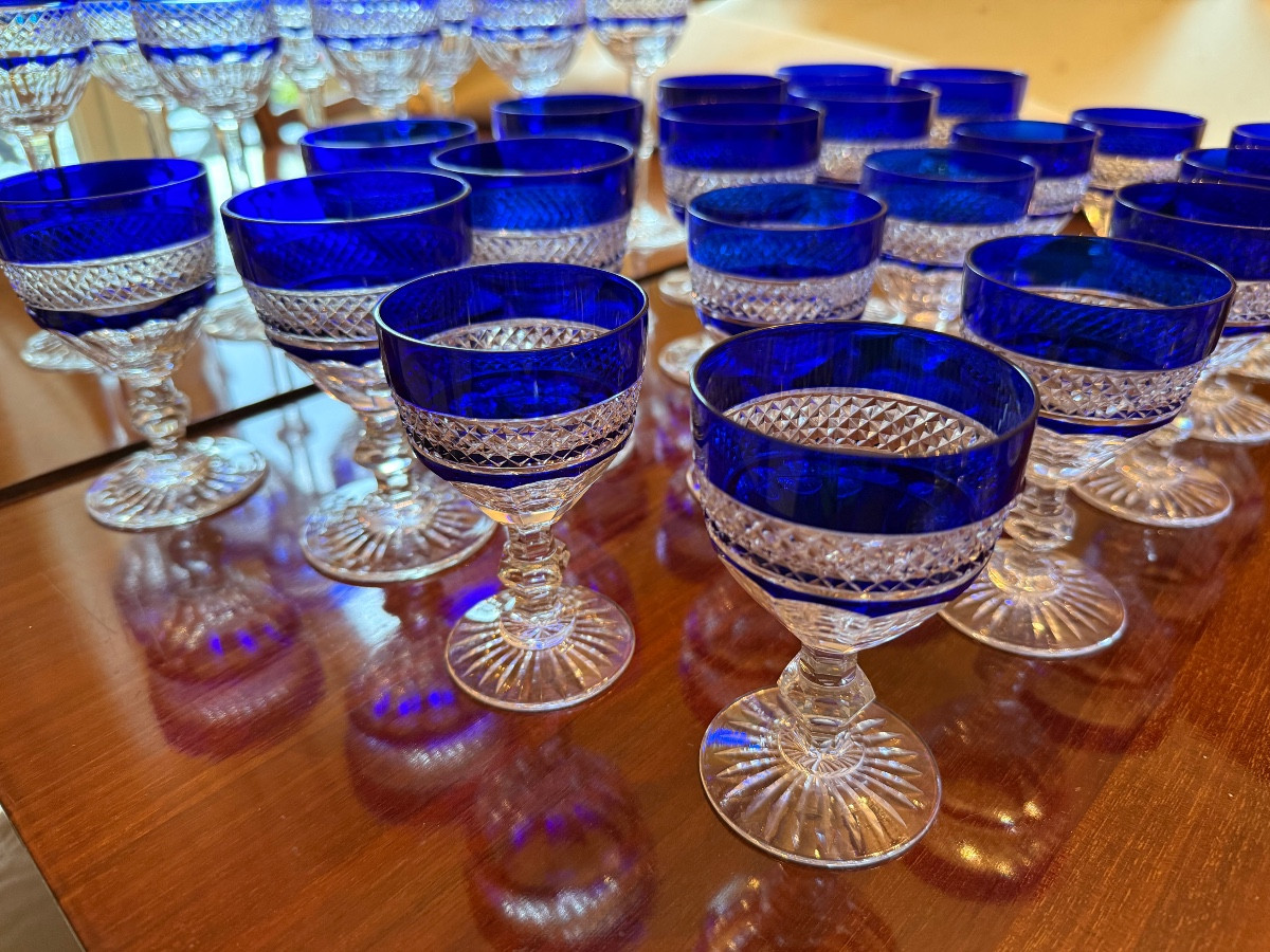 Saint Louis Crystal Glasses Model Trianon 38 Pieces-photo-4