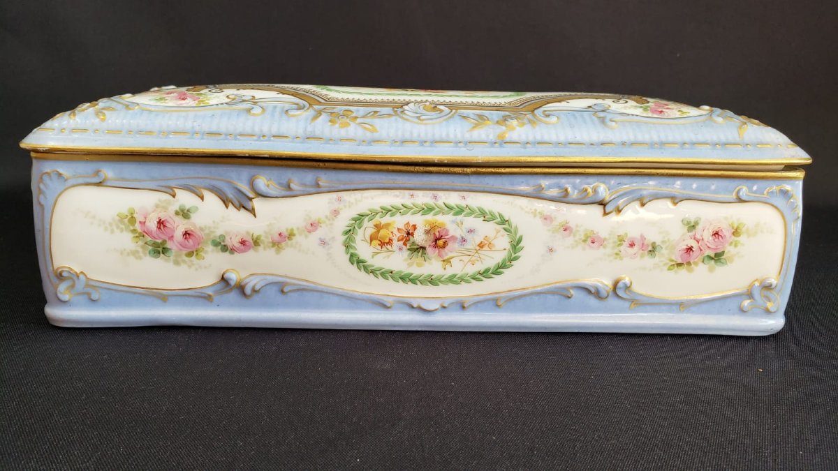 Importante boîte à gants en porcelaine de Limoges. R. Delignières & Cie- Vers 1879-1900 -photo-3