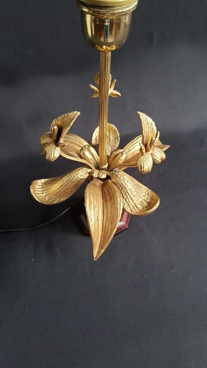 Lampe orchidée  en laiton doré. Vers 1960-1970-photo-4