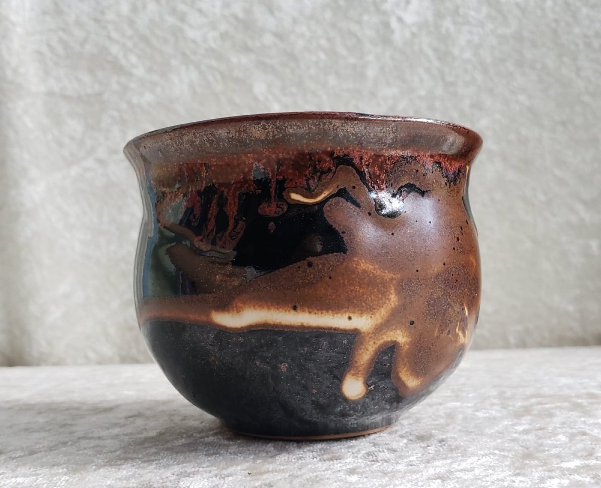 Tenmoku-style Glazed Stoneware Bowl. Made In A French Workshop Around 1960.-photo-8