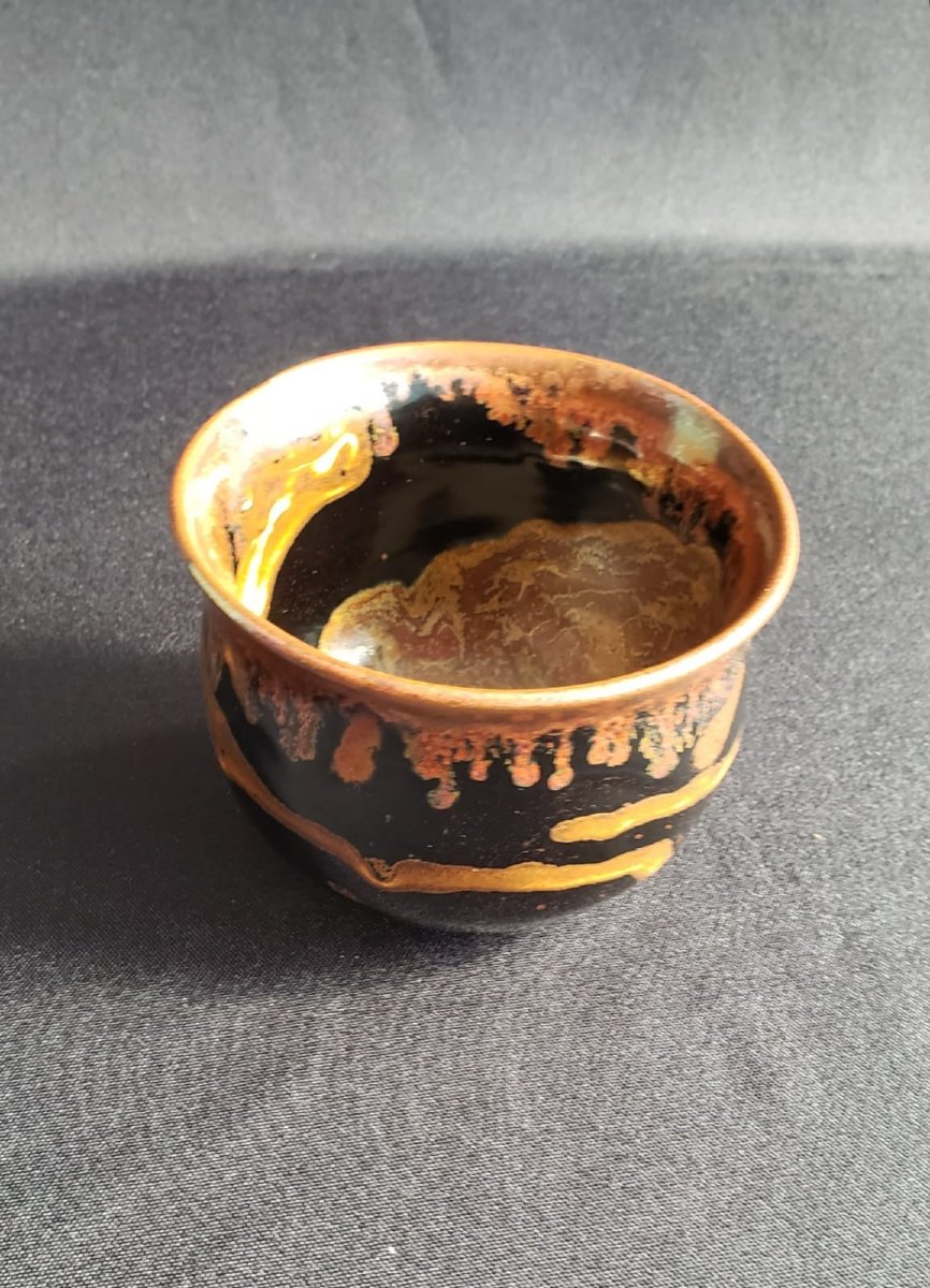 Tenmoku-style Glazed Stoneware Bowl. Made In A French Workshop Around 1960.