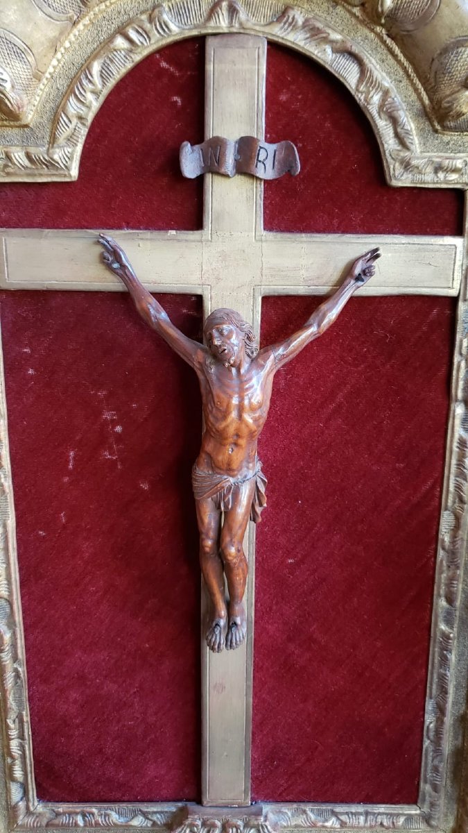 Christ vivo attribué à César Bagard dans son cadre sculpté  doré.  Epoque Louis XIV -photo-2