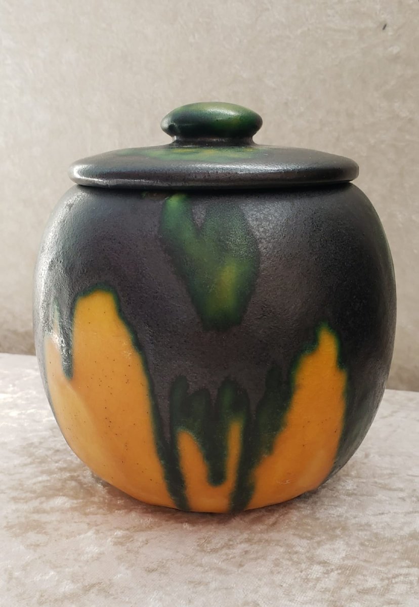 Glass-glazed Stoneware Candy Dish Signed Louis Dage. Anthony's Workshop, Circa 1920–1930