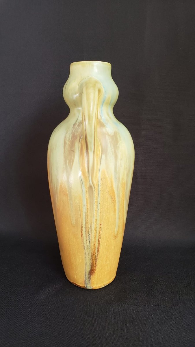 Glazed Stoneware Vase Attributed To Gilbert Méténier (1876–1940), Model E23, Gannat, 1920–1930-photo-1