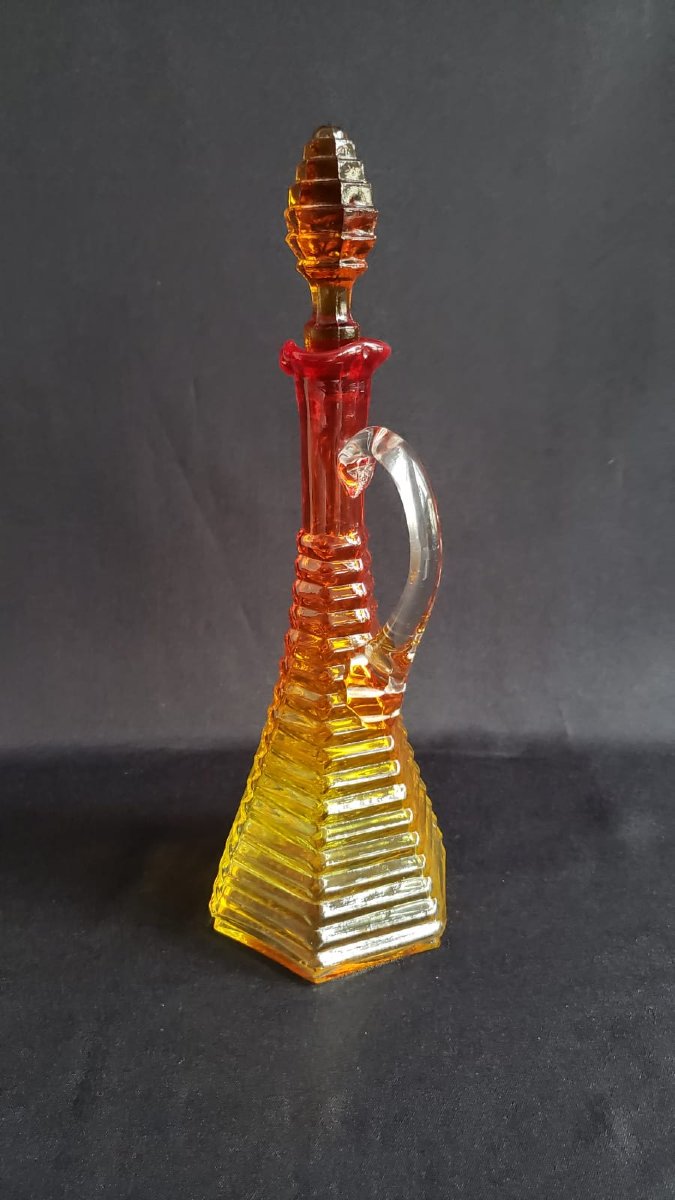 Large Amberina d'Empoli Carafe – Pyramid Or Beehive Model – Circa 1960-photo-4