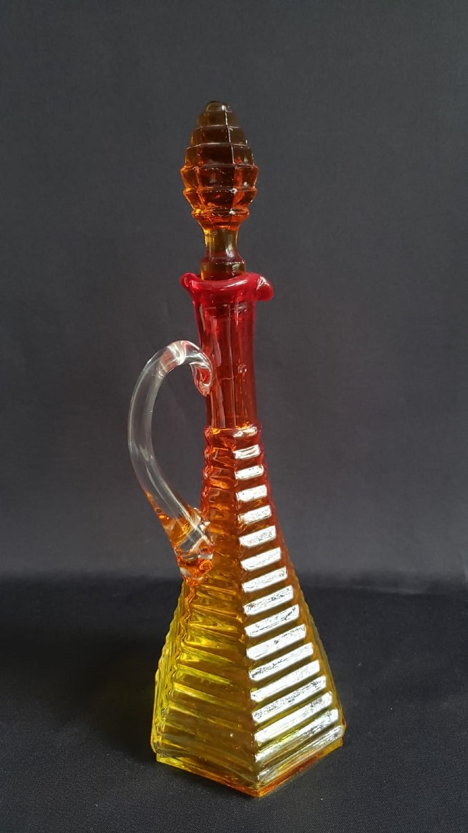 Large Amberina d'Empoli Carafe – Pyramid Or Beehive Model – Circa 1960-photo-1