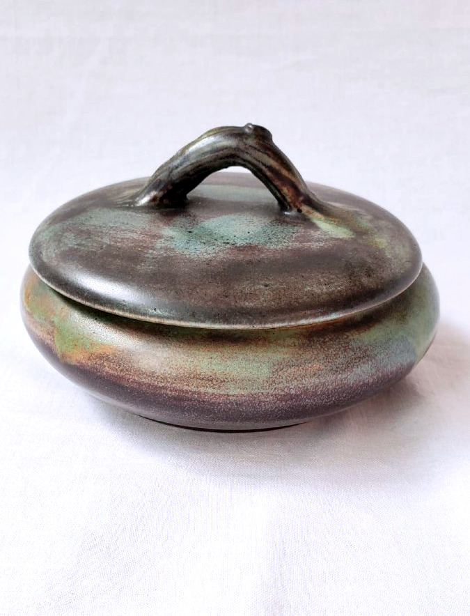 Covered Box Made Of Flamed Stoneware, Signed By Alfred Lebret (1871–1955). La Puisaye. Poterie Des Ligers -photo-2