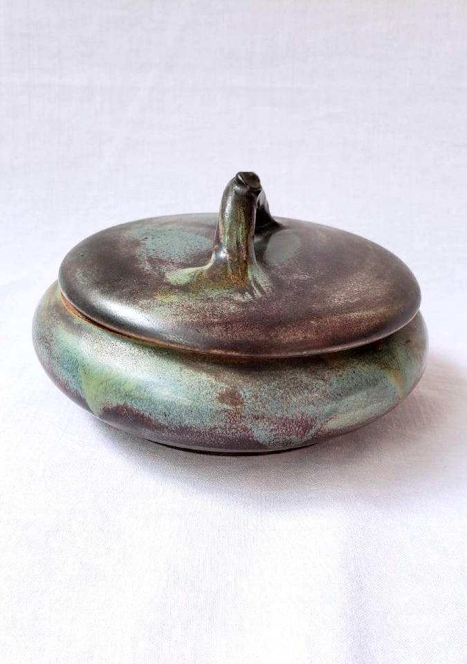 Covered Box Made Of Flamed Stoneware, Signed By Alfred Lebret (1871–1955). La Puisaye. Poterie Des Ligers -photo-3