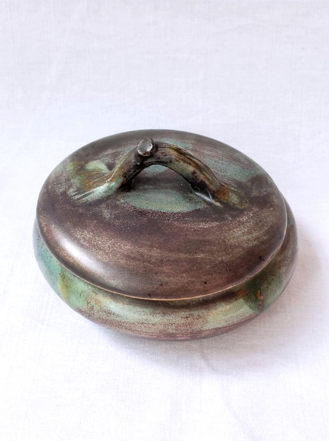Covered Box Made Of Flamed Stoneware, Signed By Alfred Lebret (1871–1955). La Puisaye. Poterie Des Ligers -photo-4