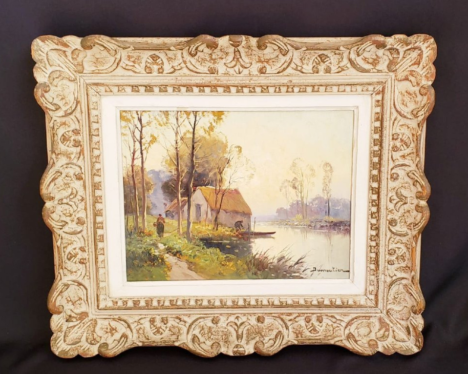 Post-impressionist Painting. Riverside Landscape. Dumoutier (pseudonym Eugène Galien-laloue)
