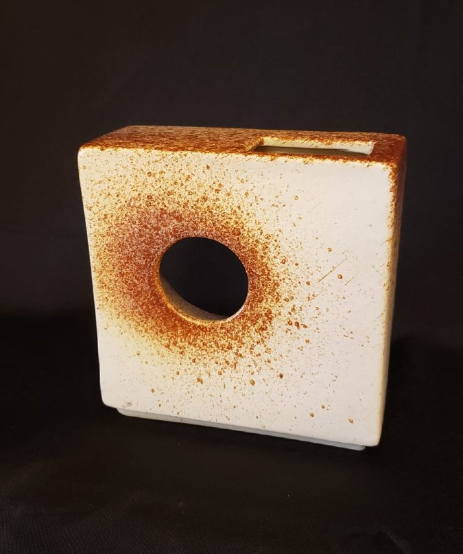 Geometric Glazed Ceramic Vase By Roberto Rigon For Bertoncello Ceramiche d'Arte. 1960/70-photo-2