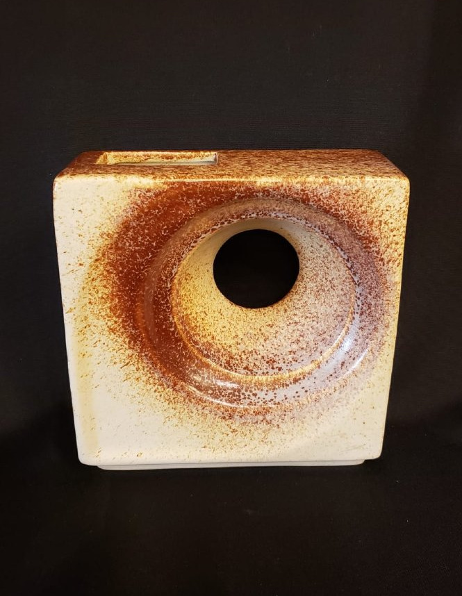 Geometric Glazed Ceramic Vase By Roberto Rigon For Bertoncello Ceramiche d'Arte. 1960/70-photo-2