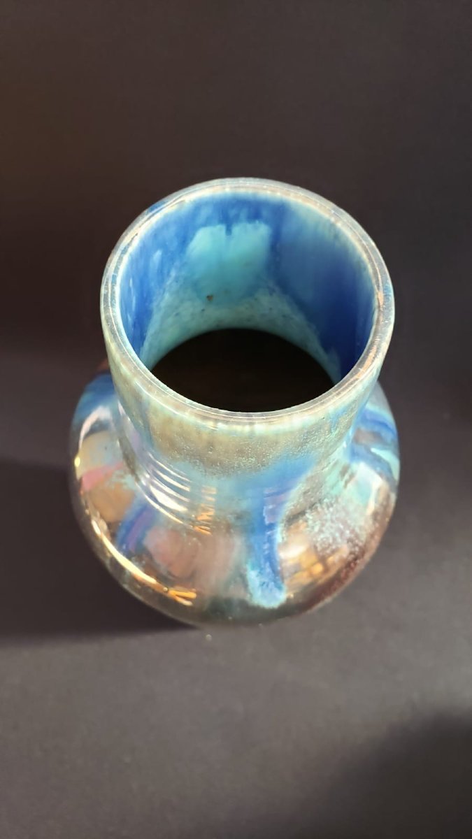 Gilbert Méténier In Gannat – Large Vase Made Of Iridescent Flamed Stoneware-photo-1