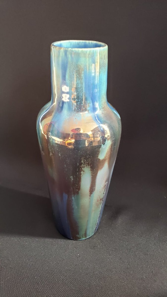 Gilbert Méténier In Gannat – Large Vase Made Of Iridescent Flamed Stoneware