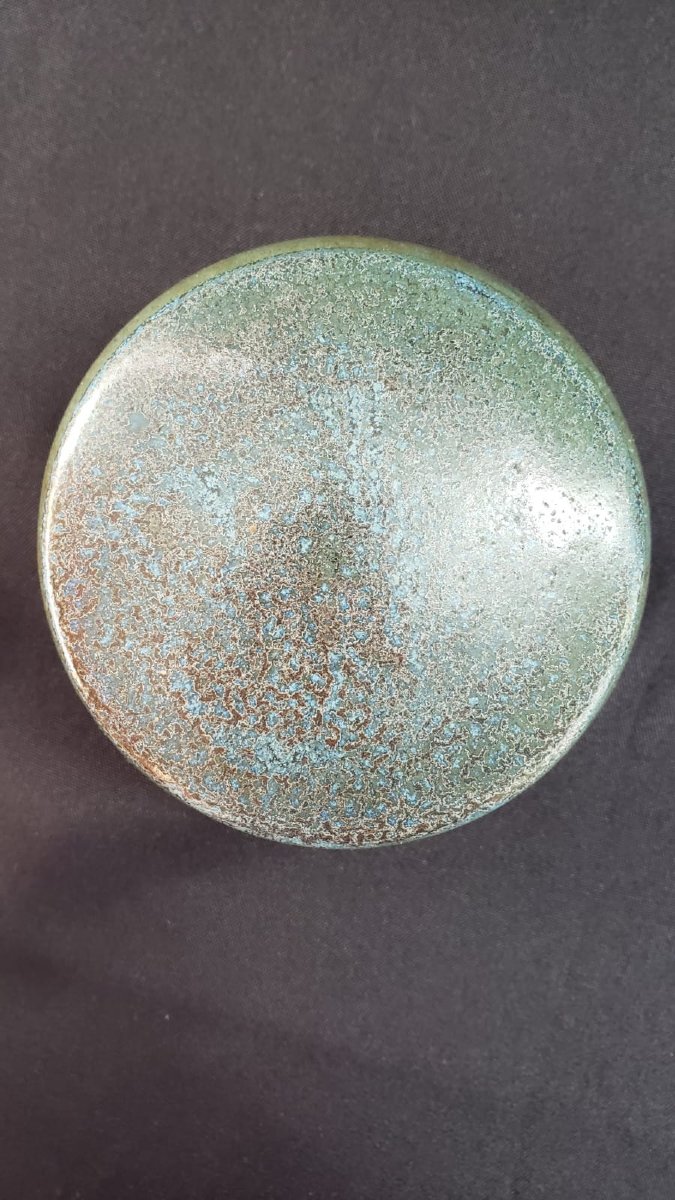 Émile Mousseux – Marlotte – Rare pot couvert en grès émaillé bleu-vert – Art Déco-photo-2