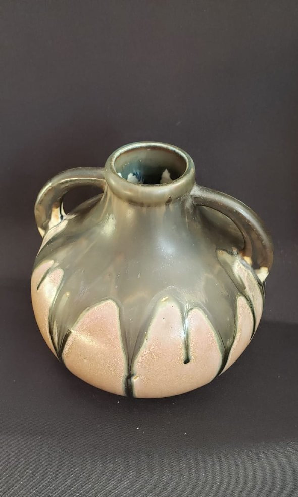 Gilbert Méténier. Gannat. Glazed Stoneware Vase With Two Handles – Art Deco, Circa 1920–1930-photo-2