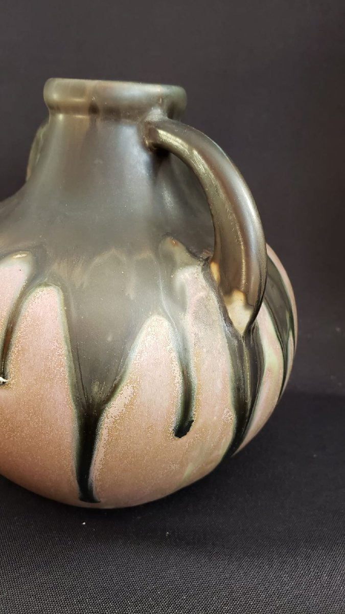 Gilbert Méténier. Gannat. Glazed Stoneware Vase With Two Handles – Art Deco, Circa 1920–1930-photo-1