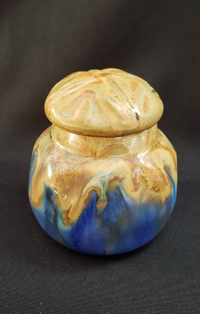 Pot couvert en grès flammé signé Gilbert Méténier - Gannat - Art Déco ( vers 1925-1935)-photo-7