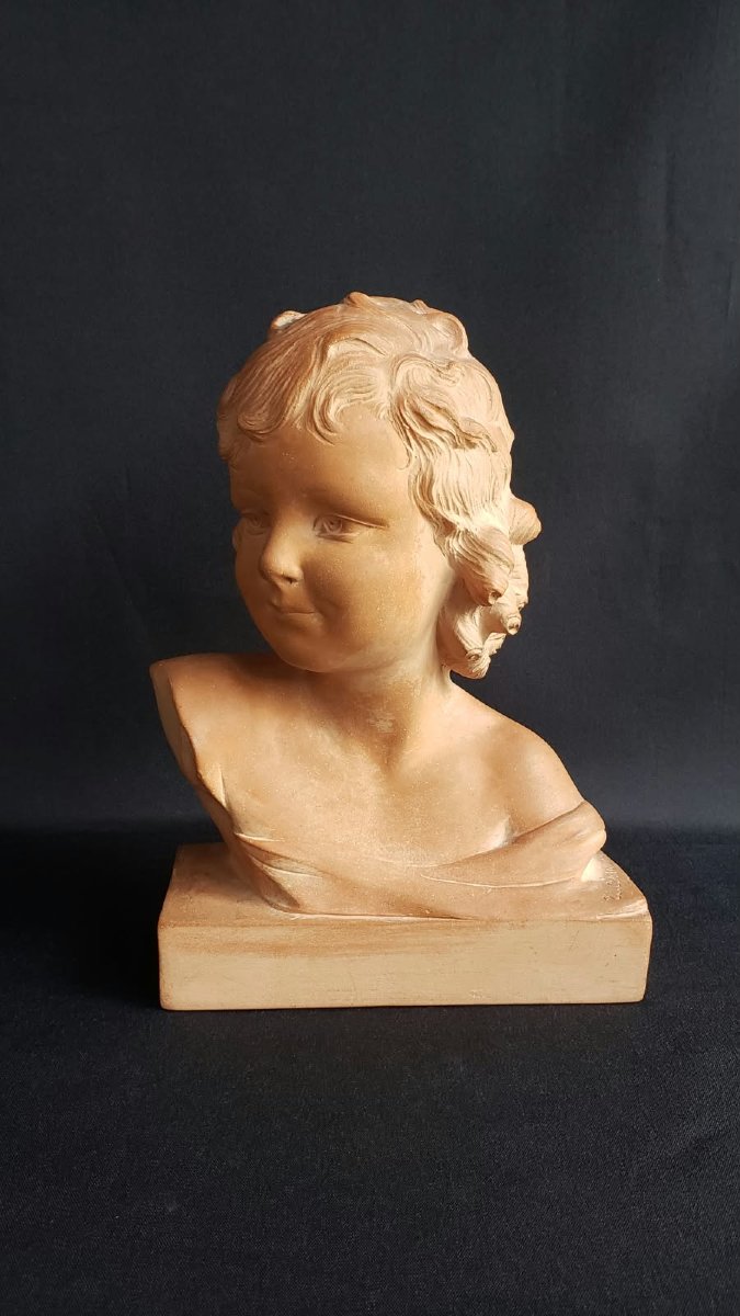 Buste de jeune fille - Ugo Cipriani - Terre cuite - Epoque Art Déco-photo-3