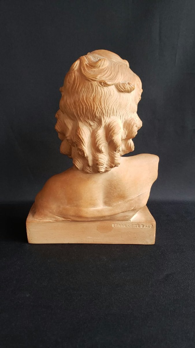 Buste de jeune fille - Ugo Cipriani - Terre cuite - Epoque Art Déco-photo-4