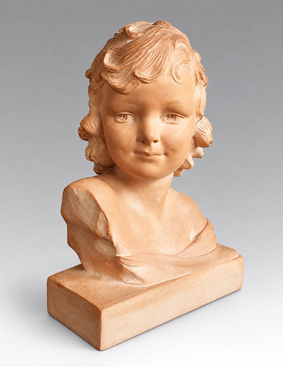Buste de jeune fille - Ugo Cipriani - Terre cuite - Epoque Art Déco