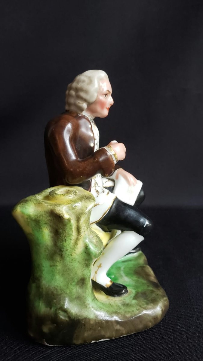 Penholder Figurine Depicting Voltaire—paris Porcelain—19th Century-photo-2