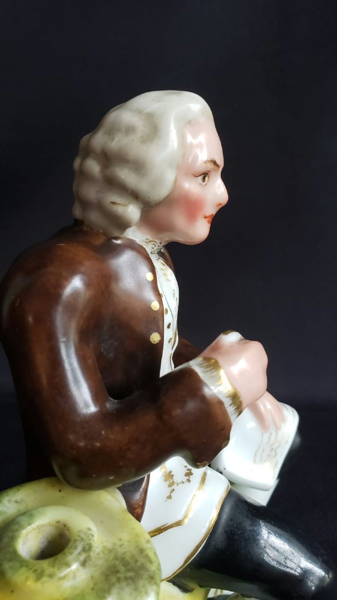 Penholder Figurine Depicting Voltaire—paris Porcelain—19th Century-photo-4
