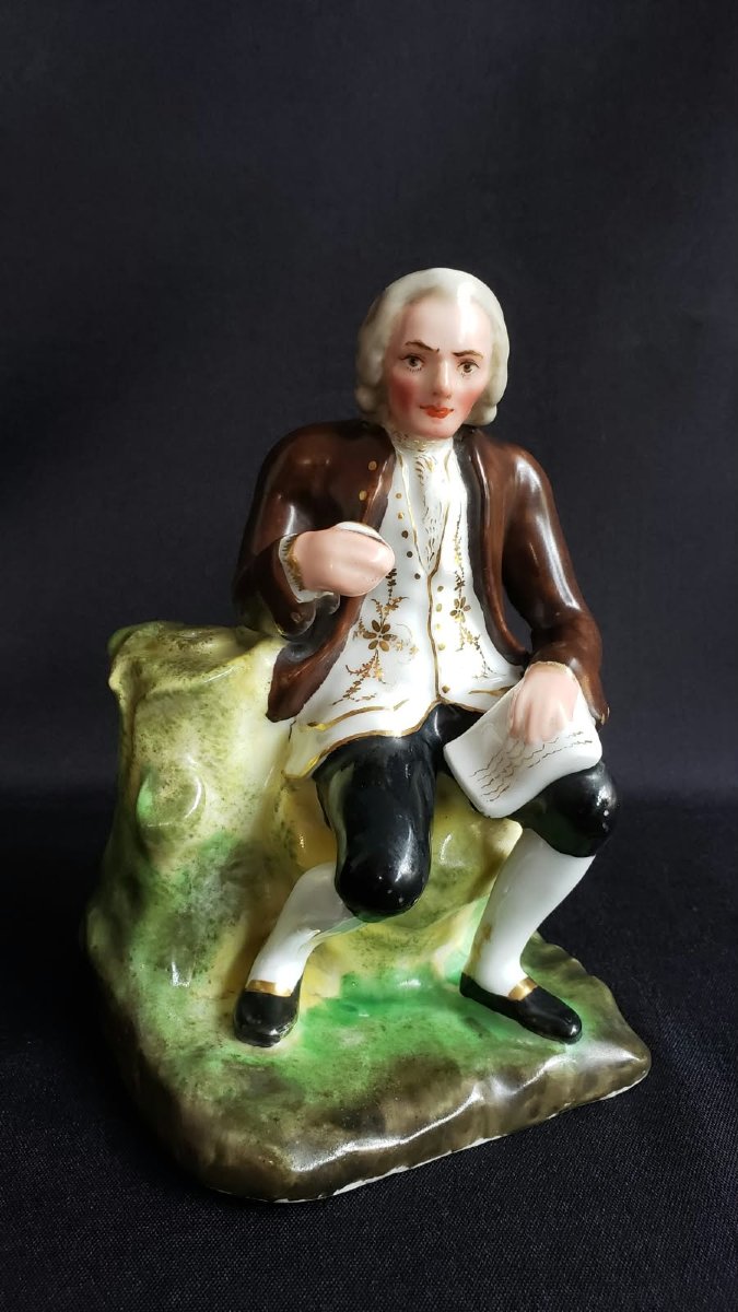 Penholder Figurine Depicting Voltaire—paris Porcelain—19th Century-photo-4