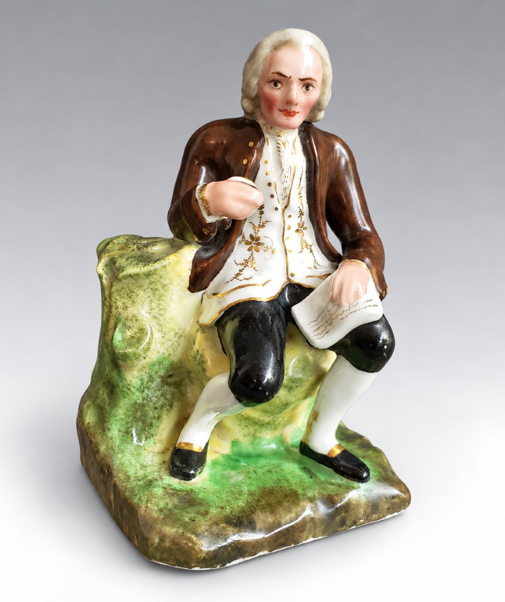 Penholder Figurine Depicting Voltaire—paris Porcelain—19th Century