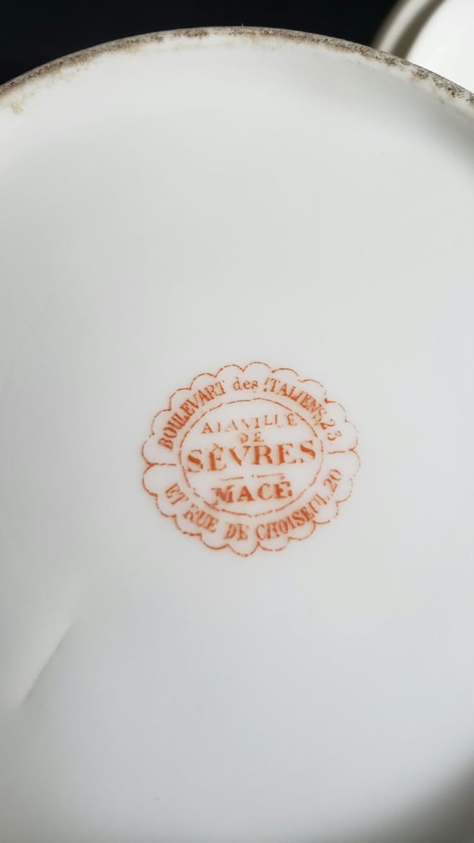 Ensemble sucrier et jatte en porcelaine " A la ville de sèvres" Epoque Napoléon III vers 1870  -photo-1