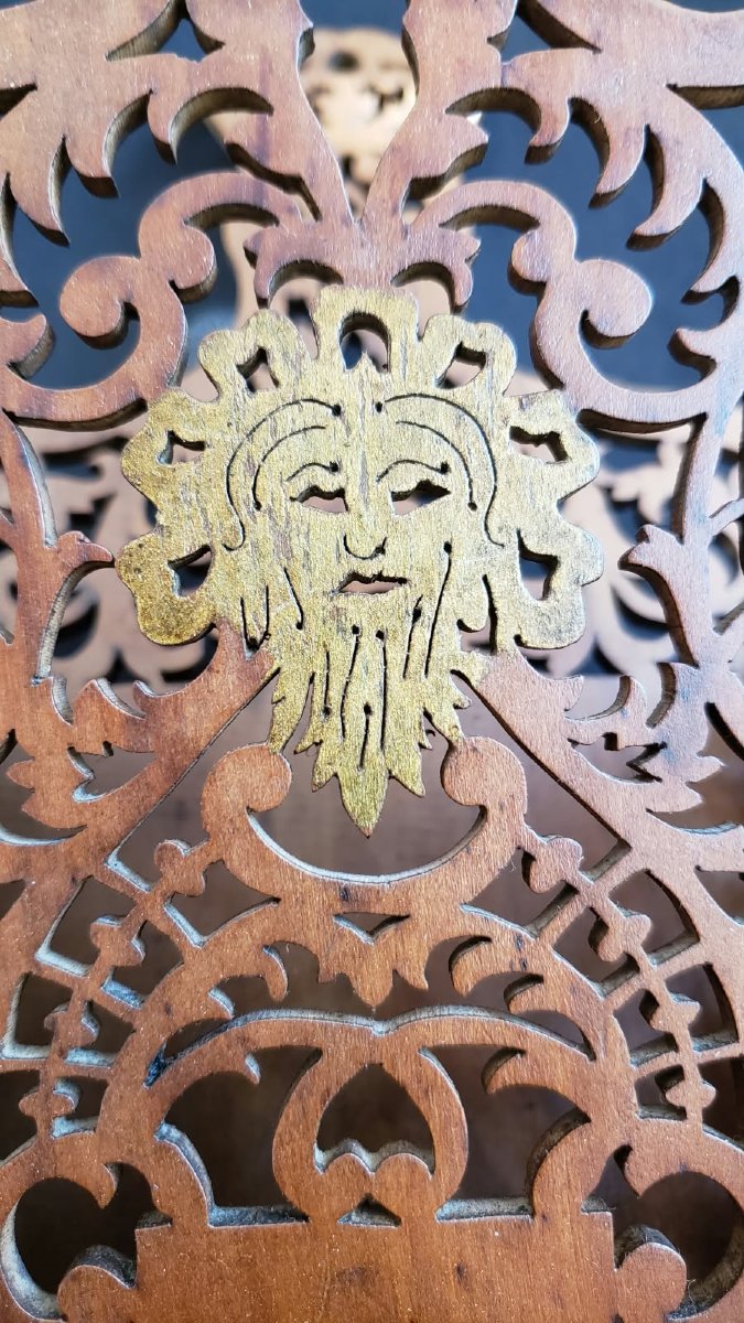 Porte-Lettres Mural en Tilleul Sculpt&eacute; et Bois Dor&eacute; - Attribu&eacute; &agrave; Grossmann Brienz - XIXe-photo-4